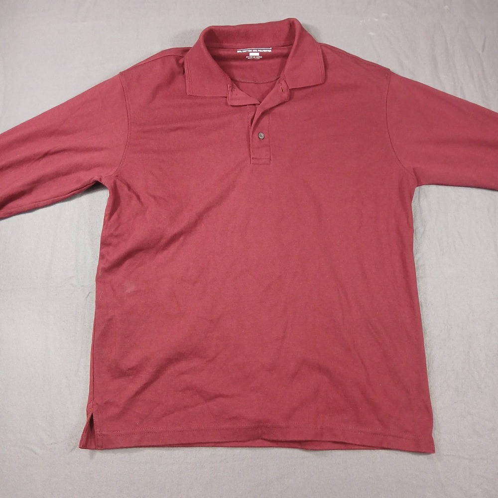 Architect Polo Shirt Mens Large Burgundy Long Sleeve Cotton Blend RN 141681